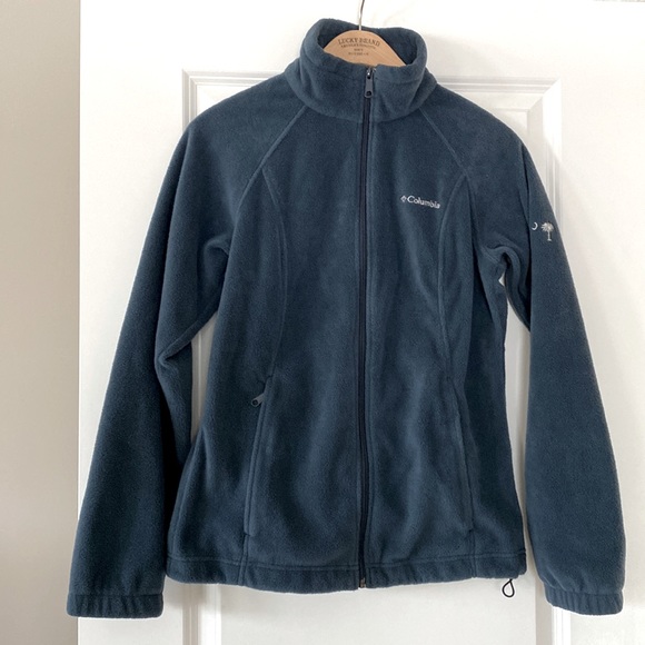 Columbia Blue Benton Springs Full Zip Fleece Jacket w Palm Tree & Moon logo - Picture 2 of 11